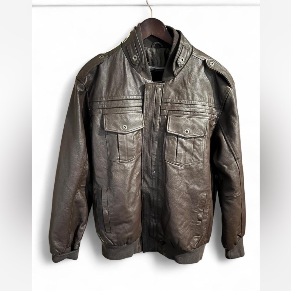 Wilda Brown Military Field Jacket with Standing Collar